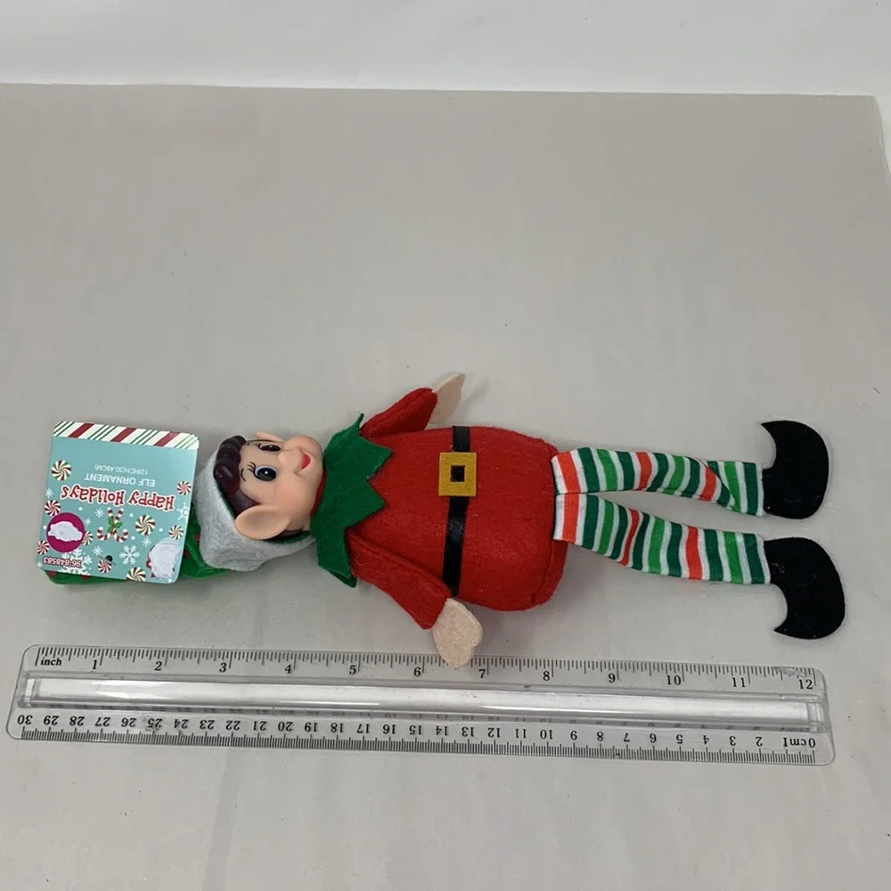 5 pc Christmas decor ornament lot Tree Wreath Elf Santa cup glass mushroom NEW - Picture 12 of 17